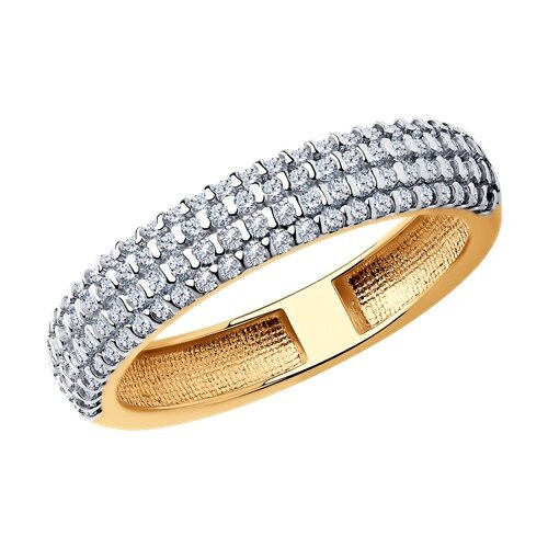 Кольцо из золочёного серебра с фианитами | Diamant