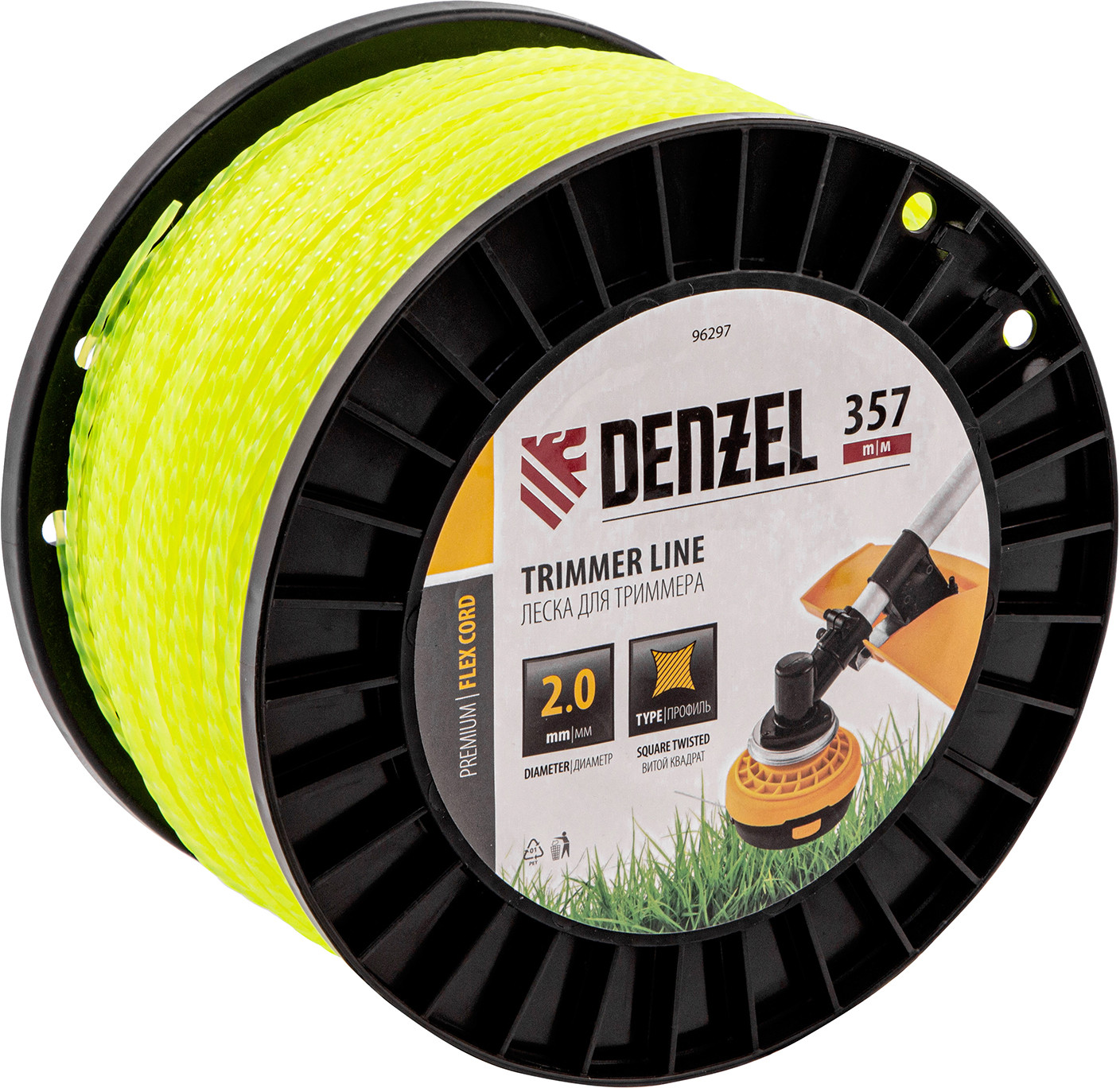 Леска для триммера витой квадрат | Denzel