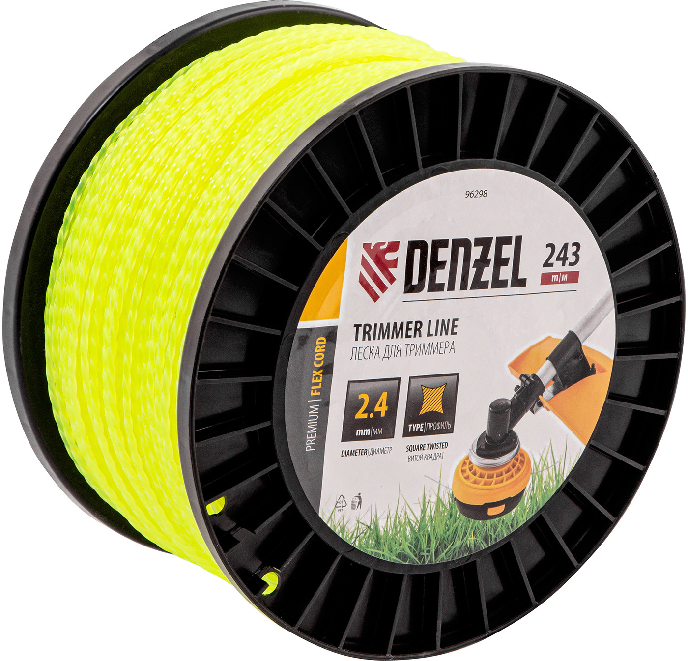 Леска для триммера витой квадрат | Denzel