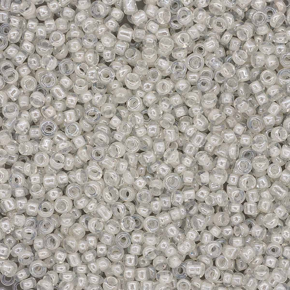 Бисер прозрачный глянцевый с цветным центром, цвет 2201 белый | Astra&Craft