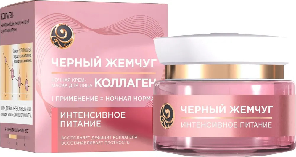 Крем-маска для лица ночная | Интенсивное питание | Черный жемчуг
