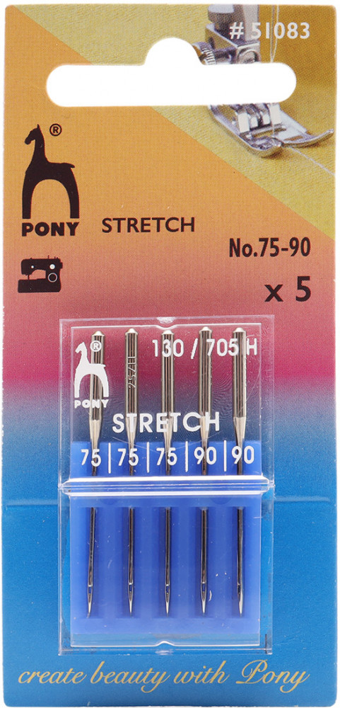 Набор игл машинных для стрейчевых тканей №75-90 | Pony