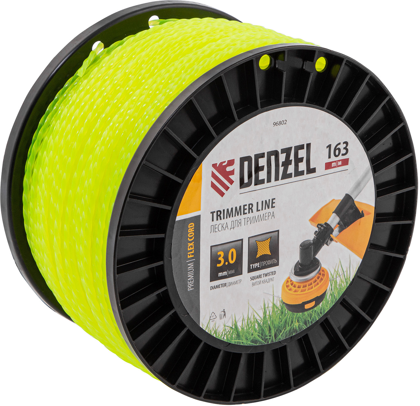 Леска для триммера витой квадрат | Denzel