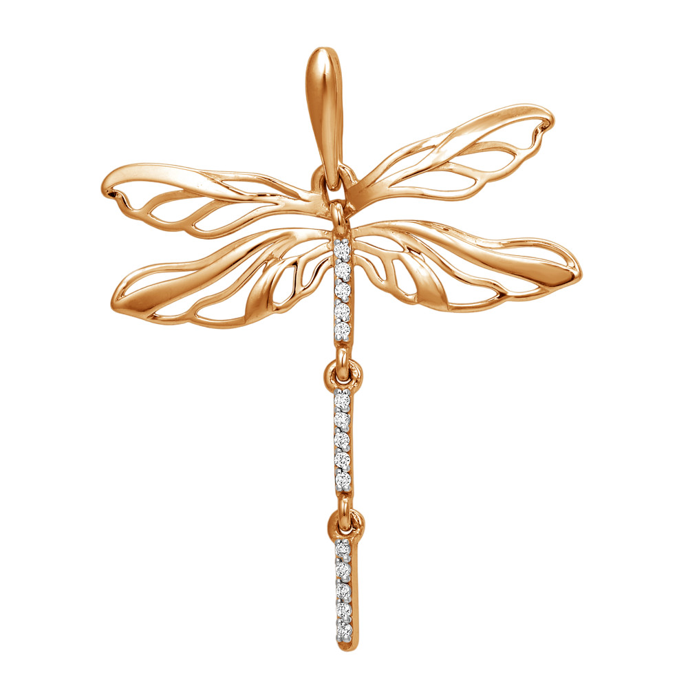 Подвеска из золота с фианитами «Стрекоза» | Lucente