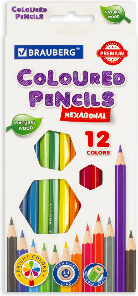 Набор карандашей цветных | Premium | Brauberg