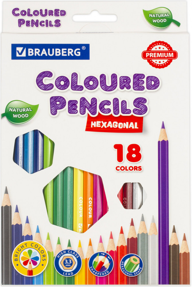 Набор карандашей цветных | Premium | Brauberg