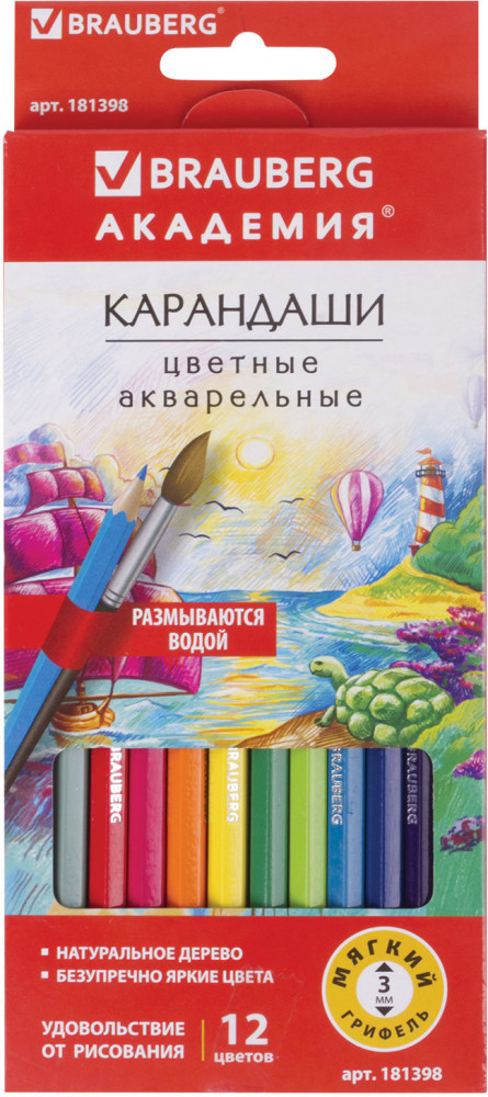 Набор карандашей акварельных | Академия | Brauberg