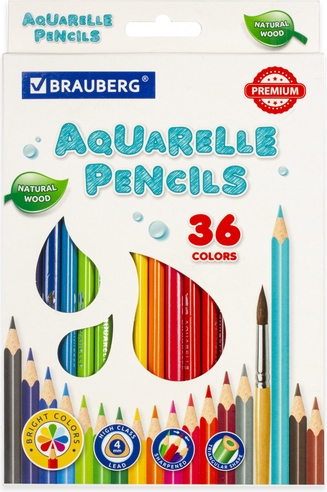 Набор карандашей акварельных «Aquarelle» | Premium | Brauberg