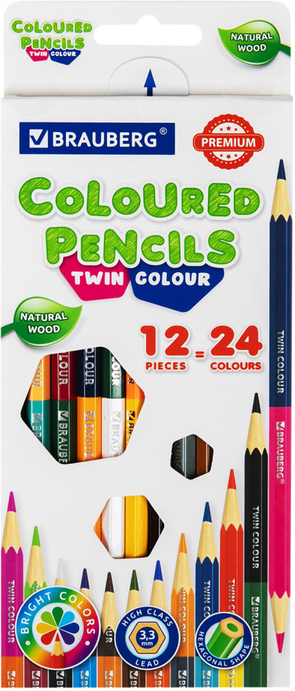 Набор карандашей цветных двусторонних | Premium Twin color | Brauberg