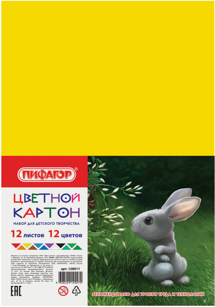 Набор картона цветного | Пифагор