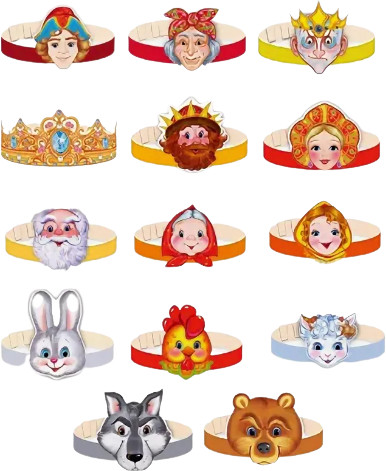 Комплект масок-ободков для группы детского сада «Сказочные персонажи» | Маски-ободки