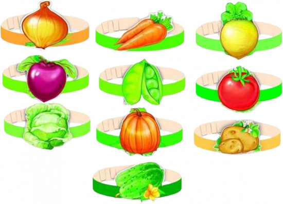 Комплект масок-ободков «Овощи с грядки»