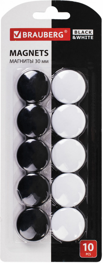 Набор магнитов для досок усиленных «Black&white» | Brauberg