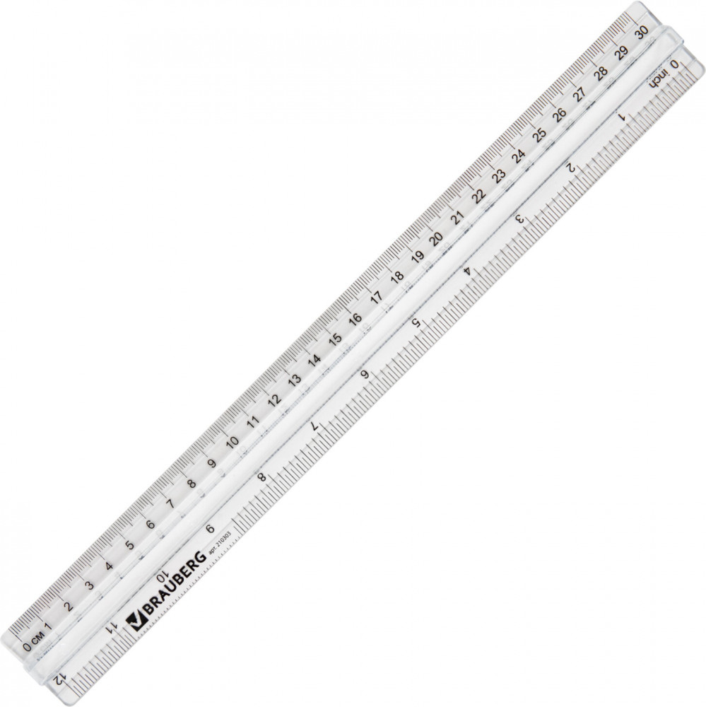 Линейка пластиковая с держателем | Brauberg