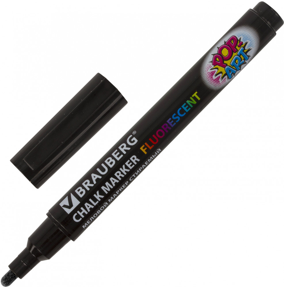Маркер меловой, чёрный | Pop-Art | Brauberg