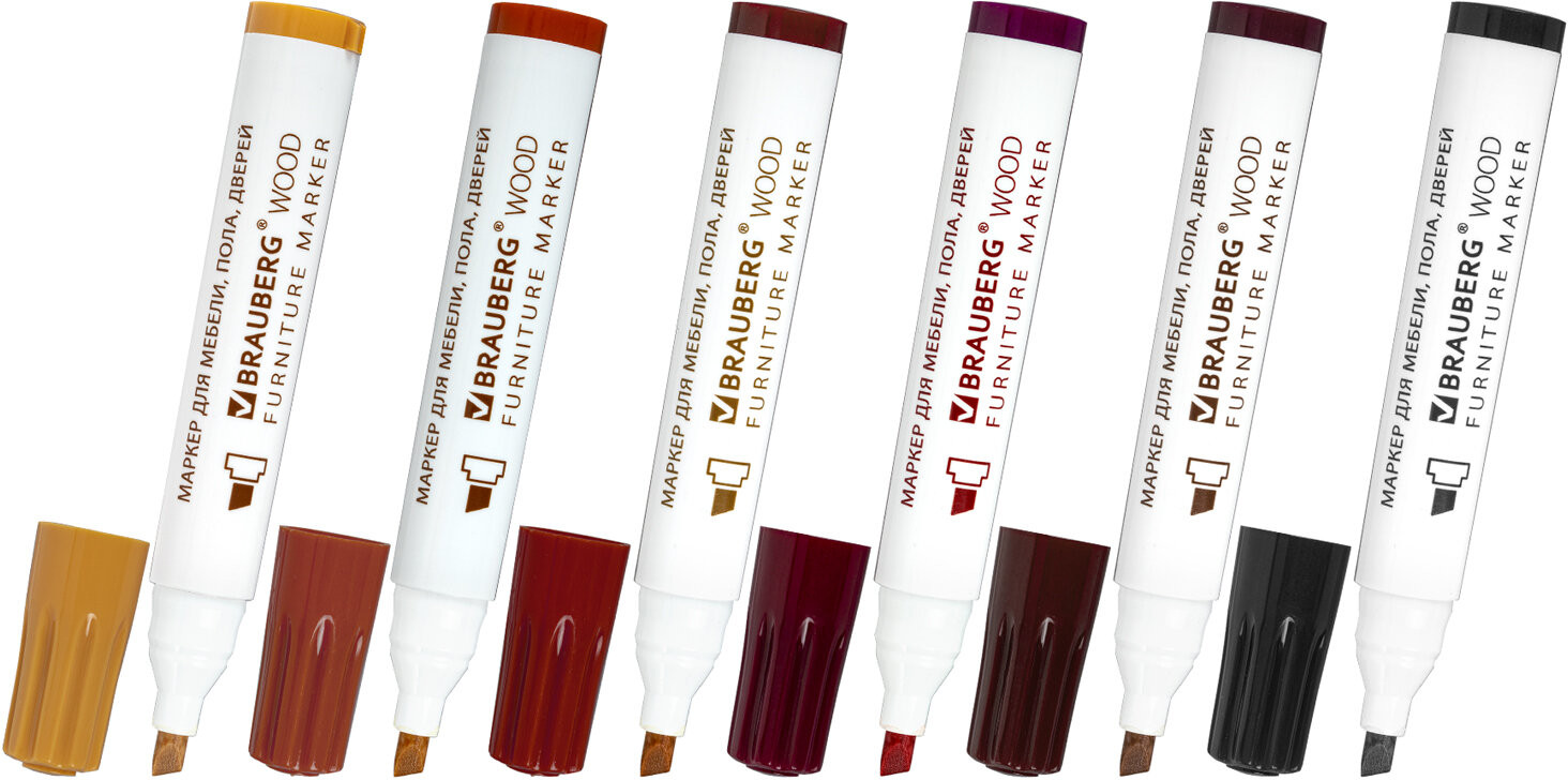 Набор маркеров для ремонта мебели и изделий из дерева | Wood | Brauberg