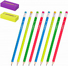 Набор карандашей чернографитных с ластиками