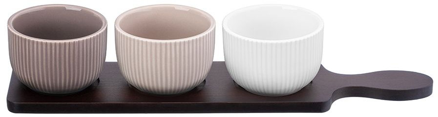 Набор пиал на бамбуковой подставке «Полоски» | Колоранс | Elan Gallery