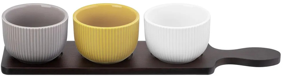 Набор пиал на бамбуковой подставке «Полоски» | Колоранс | Elan Gallery