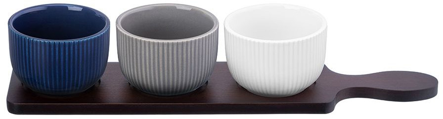 Набор пиал на бамбуковой подставке «Полоски» | Колоранс | Elan Gallery