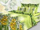 Комплект постельного белья «Белые лилии» (рис. 3713/1, 1,5-спальный, бязь, 2 наволочки 70х70) зеленый