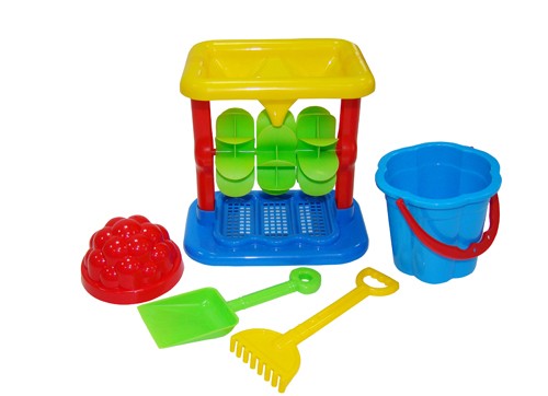 Набор песочный "Мельница" + ведро-цветок малое, лопатка малая, грабельки малые, 1 формочка | Полесье