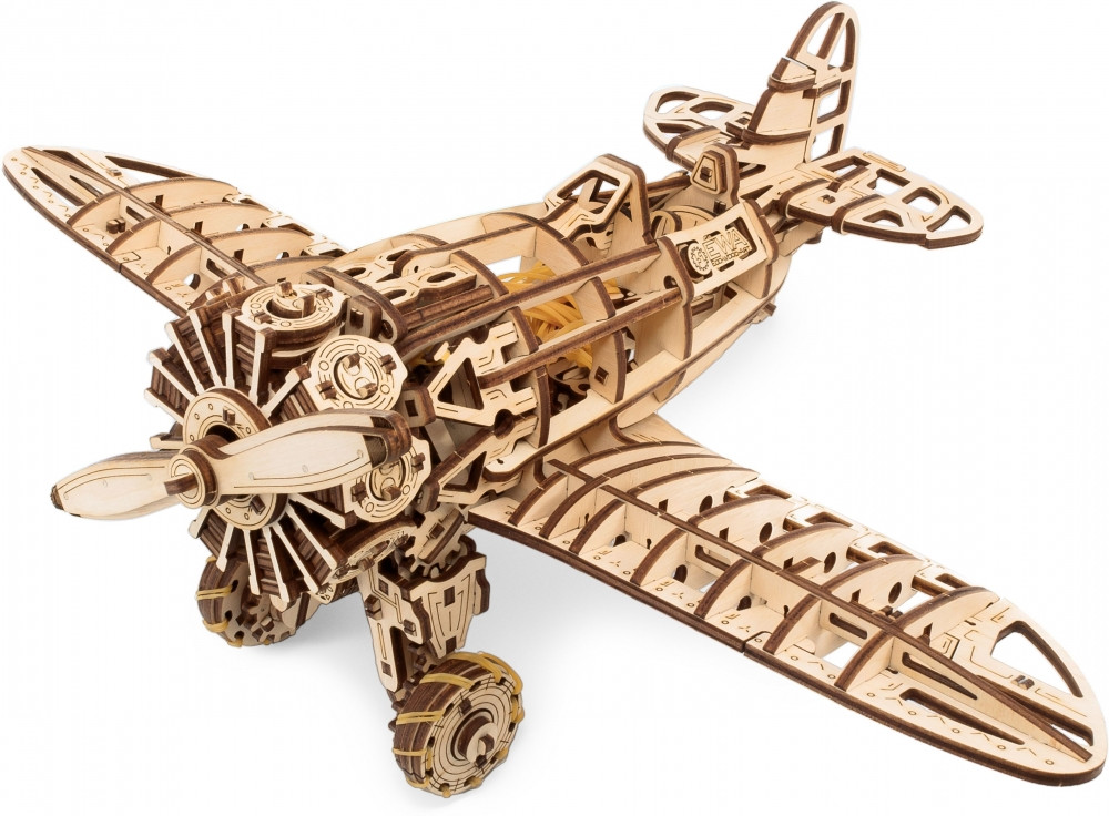 Конструктор деревянный 3D «Самолет с мотором» | EWA Eco-Wood-Аrt
