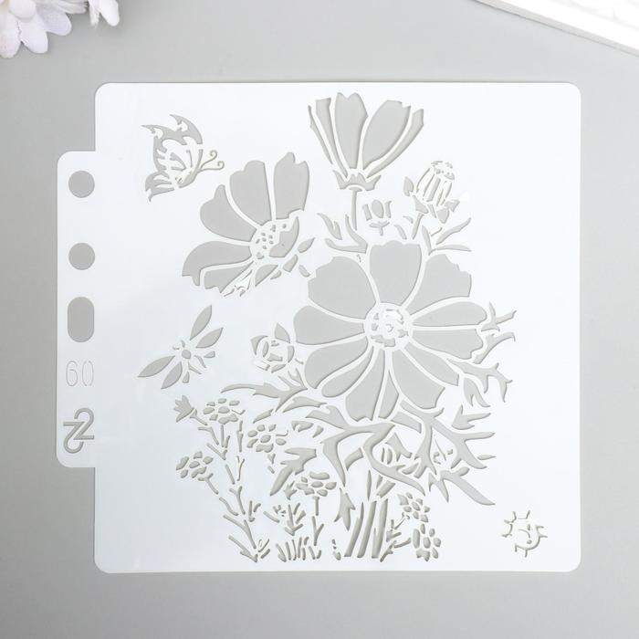 Трафарет «Куст ромашки и бабочки» | 8 Марта