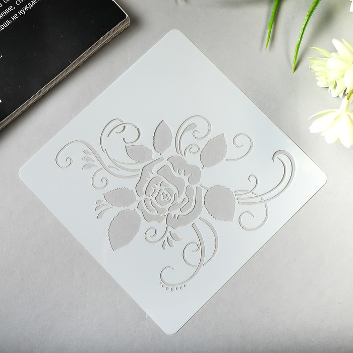 Трафарет «Роза на ветке» | 8 Марта