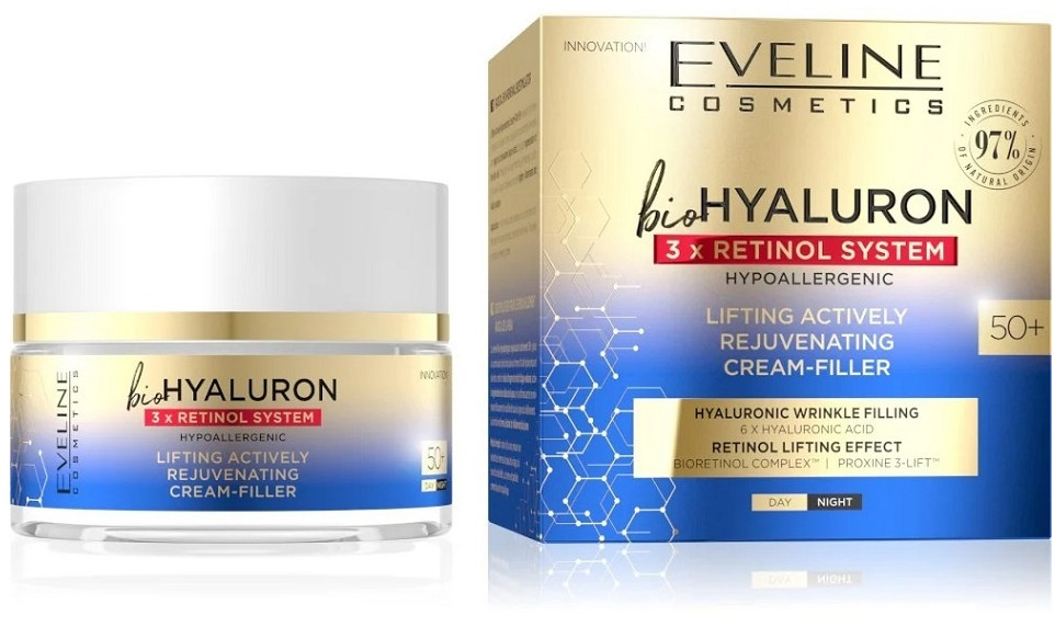 Крем-филлер для лица против морщин | Bio hyaluron 3 x Retinol system | Eveline Cosmetics