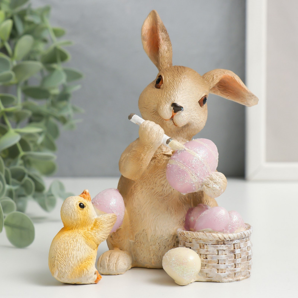 Сувенир «Зайчик с утёнком раскрашивают яйца» | Пасха