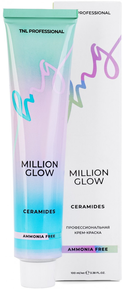Крем-краска для волос профессиональная, оттенок 6.12 Тёмный блонд пепельный перламутровый | Million glow. Ammonia free collection ceramides | TNL Professional