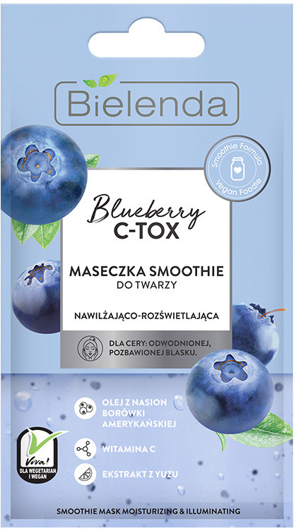 Маска-смузи для лица увлажняющая с осветляющим эффектом | Blueberry C-TOX | Bielenda