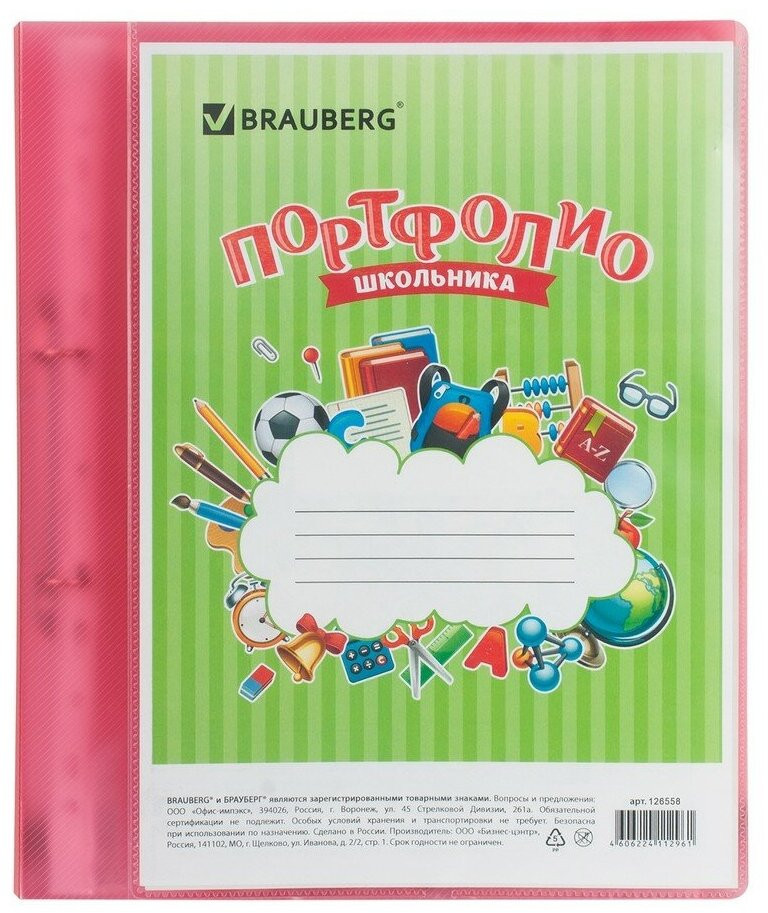 Папка-портфолио для школьника | Brauberg