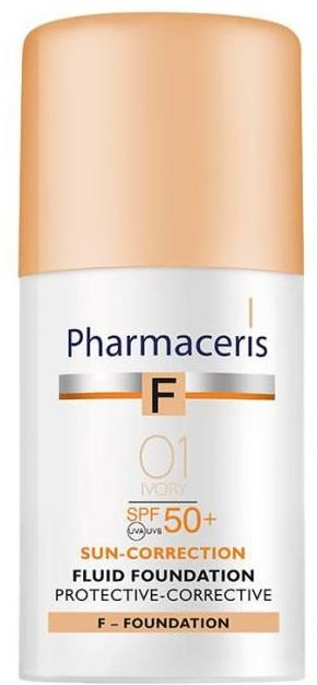 Флюид для лица корректирующий SPF 50+, оттенок 01 Слоновая кость | Pharmaceris F | Pharmaceris