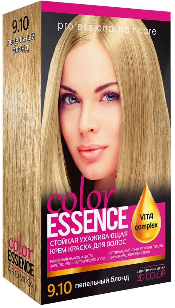 Крем-краска для волос «Color Essence», оттенок 9.10 Пепельный блонд | Аромика