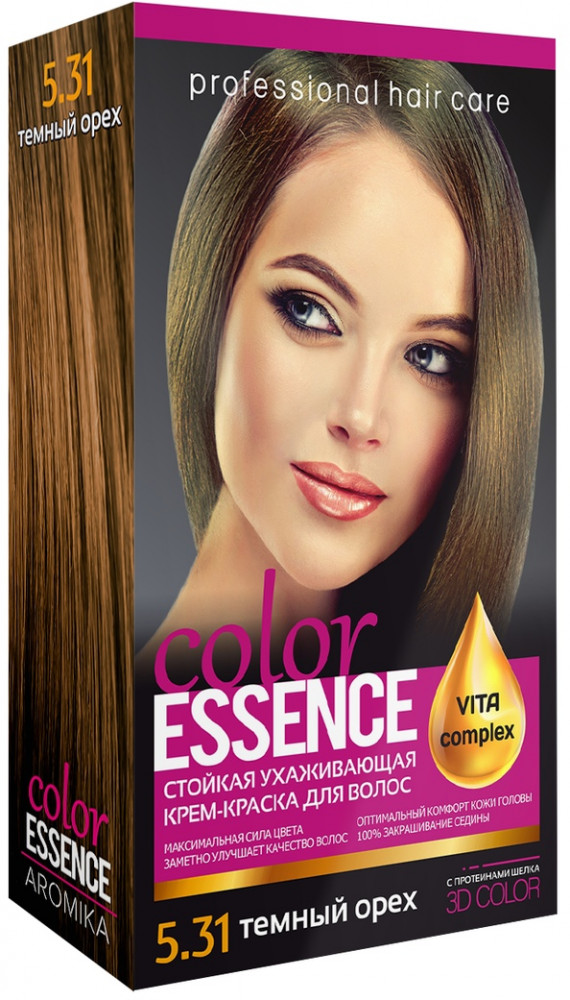 Крем-краска для волос «Color Essence», оттенок 5.31 Темный орех | Аромика