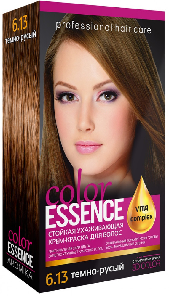 Крем-краска для волос «Color Essence», оттенок 6.13 Темно-русый | Аромика