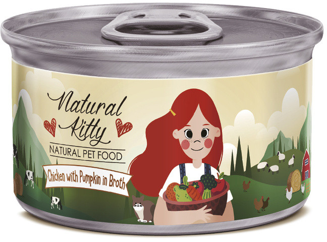 Корм для кошек курица с тыквой в бульоне | Natural Kitty | Pettric