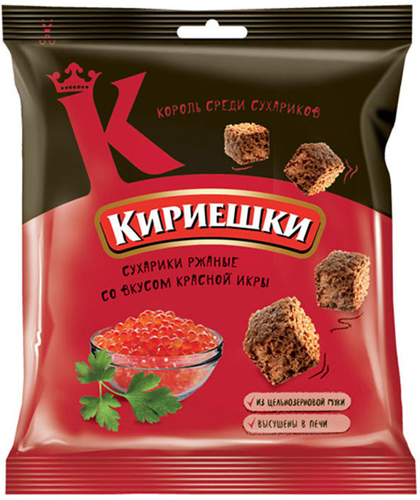 Сухарики ржаные со вкусом красной икры | KDV group