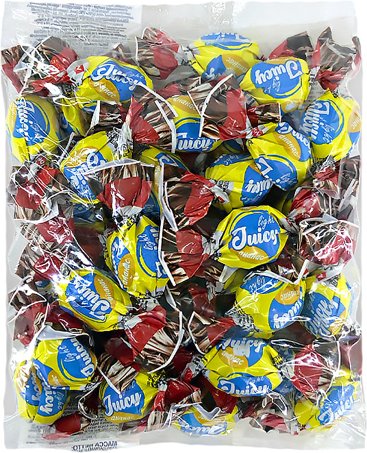 Конфеты с двухслойным желе в шоколадной глазури со вкусом ананаса «Juicy light» | KDV group