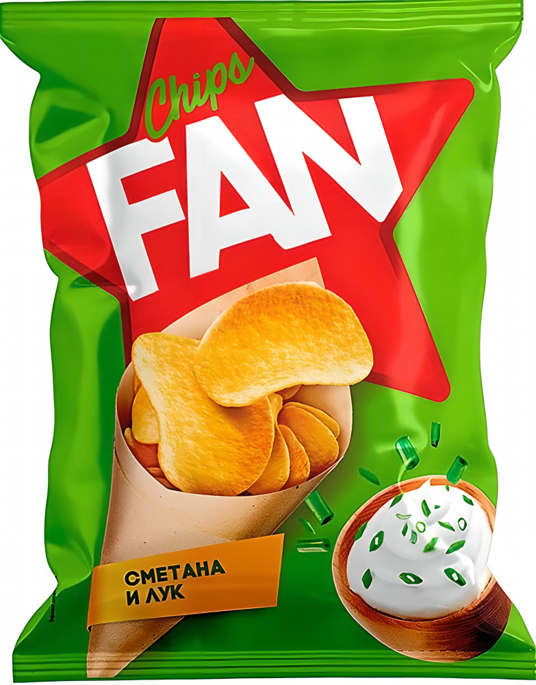 Чипсы картофельные со вкусом сметаны и лука | Fan