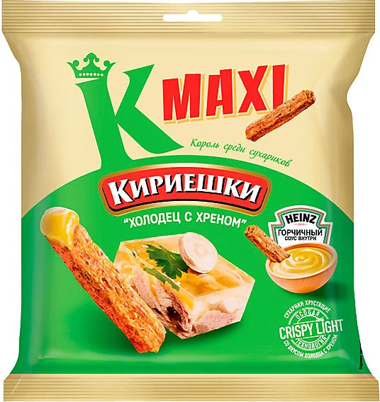 Сухарики со вкусом холодца и хрена с горчичным соусом «Maxi» | KDV group