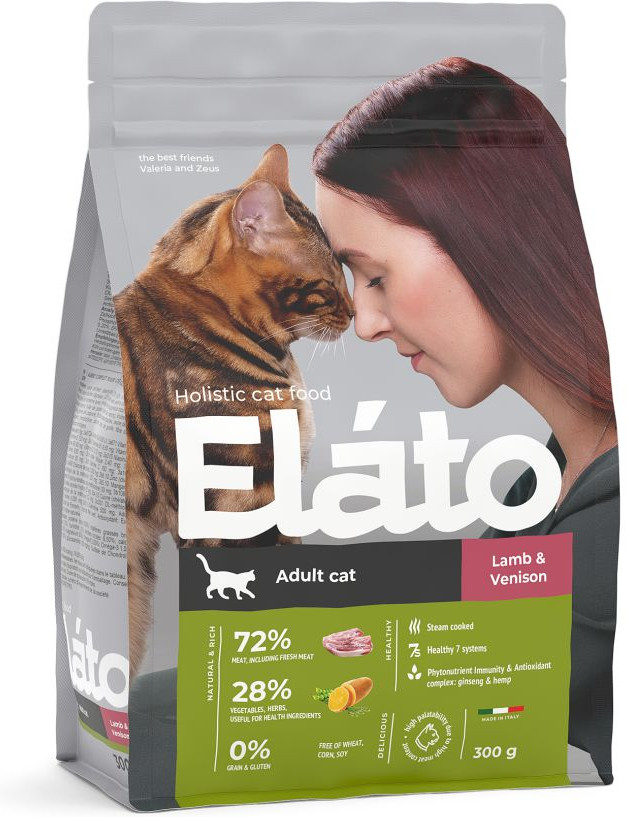 Сухой корм для взрослых кошек с ягненком и олениной | Elato