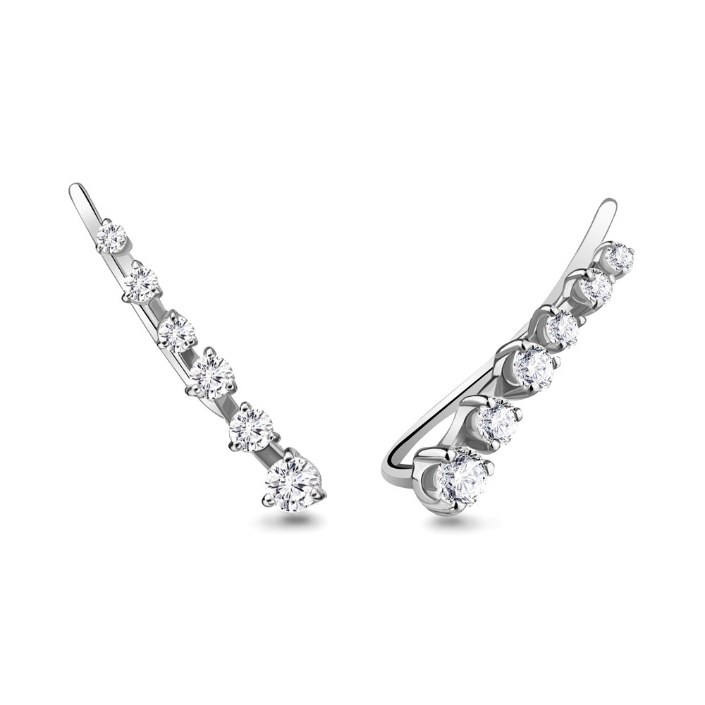 Серьги из серебра с фианитом | Aquamarine