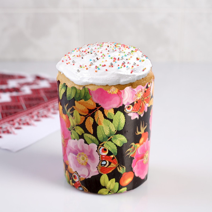 Форма бумажная для кекса, маффинов и кулича «Шиповник» | Пасха