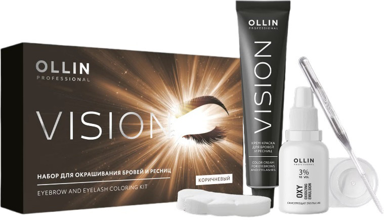 Набор для окрашивания бровей и ресниц, оттенок Коричневый | Ollin vision | Ollin Professional