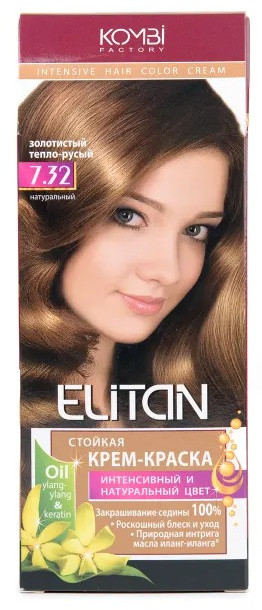 Крем-краска для волос, оттенок 7.32 Золотистый тепло-русый | Элитан