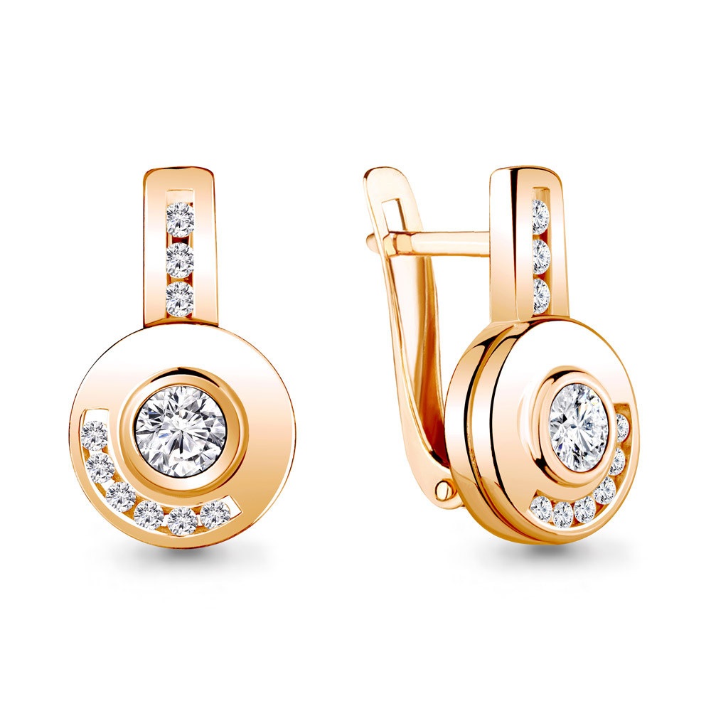 Серьги из золочёного серебра с фианитами | Aquamarine