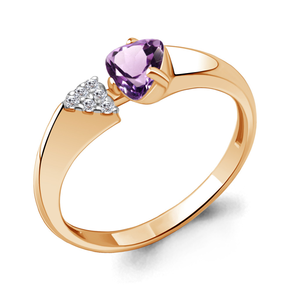 Кольцо из серебра с аметистом и фианитами | Aquamarine